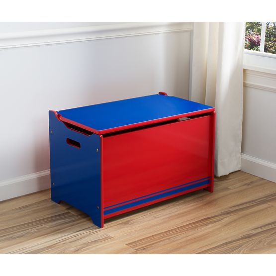 Holz-Spielzeugtruhe blau/rot
