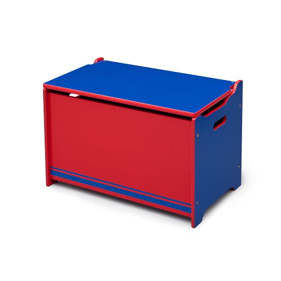 Holz-Spielzeugtruhe blau/rot