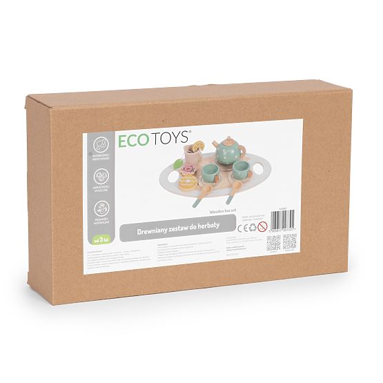 Holz Teeset Kanne Tassen 14 Stück ECOTOYS