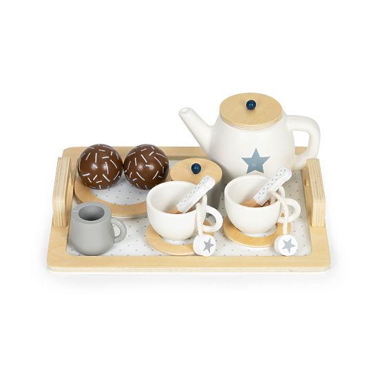 Holz Teeset Kanne Tassen 17 Elemente ECOTOYS