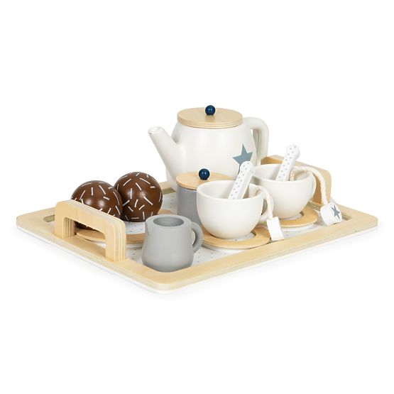 Holz Teeset Kanne Tassen 17 Elemente ECOTOYS