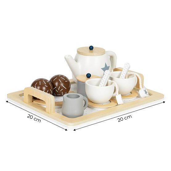 Holz Teeset Kanne Tassen 17 Elemente ECOTOYS