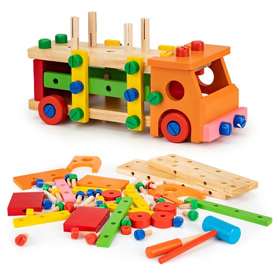 Holzbaukasten mit Werkzeug