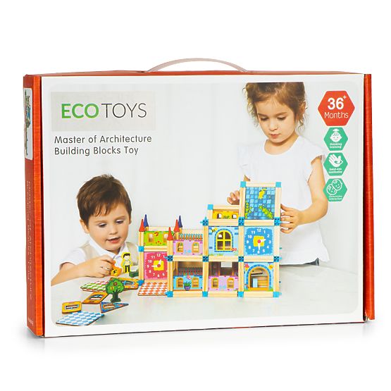 Holzbauklötze Bau eines Häuschens 6-in-1 ECOTOYS