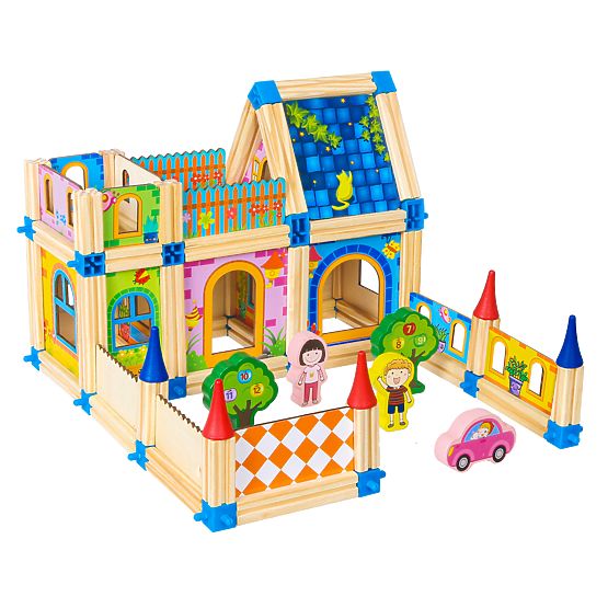 Holzbauklötze Bau eines Häuschens 6-in-1 ECOTOYS