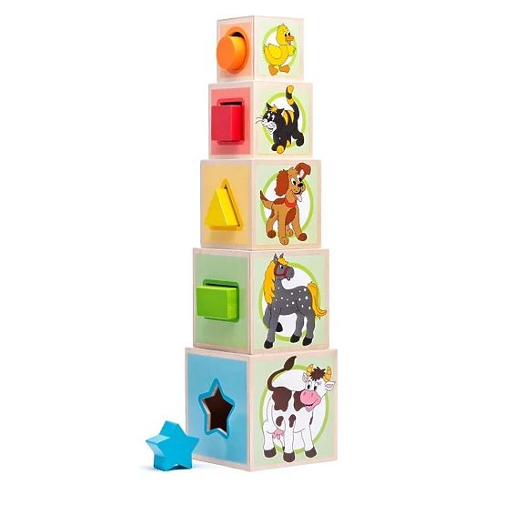 Holzbecher - Turm mit Sortierer