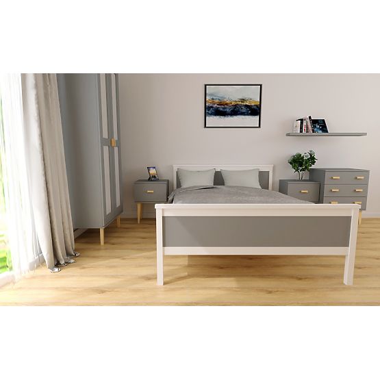 Holzbett Ikar 200 x 90 cm - grauweiß