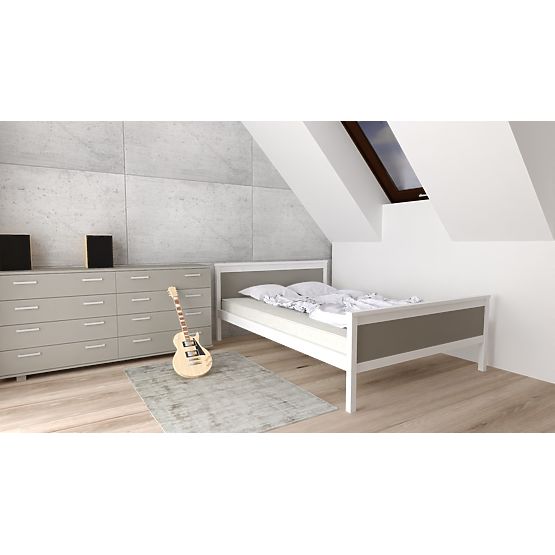 Holzbett Ikar 200 x 90 cm - grauweiß