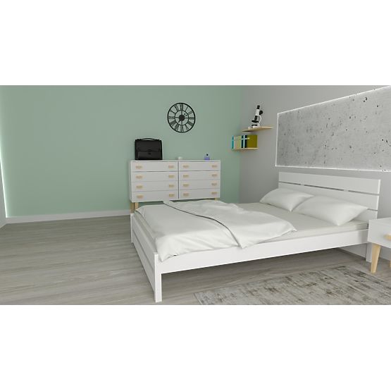 Holzbett Max 200 x 90 cm - weiß