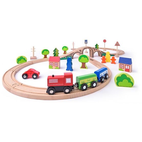 Holzeisenbahn Acht mit Brücke