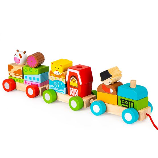 Holzeisenbahn mit Tieren