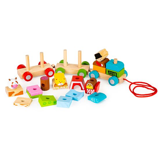 Holzeisenbahn mit Tieren