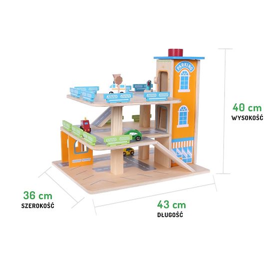 Holzgarage mit Autos und Aufzug