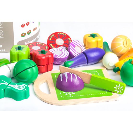 Holzgemüse zum Schneiden für Kinder, 20 Stück ECOTOYS