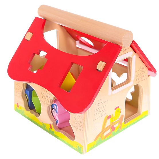Holzhaus, Bauernhof-Sortierer mit Blöcken ECOTOYS