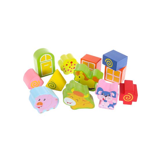 Holzhaus, Bauernhof-Sortierer mit Blöcken ECOTOYS