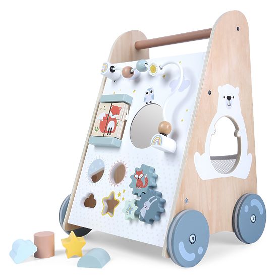 Holzlauflernwagen für Kinder mit beweglichen Elementen ECOTOYS