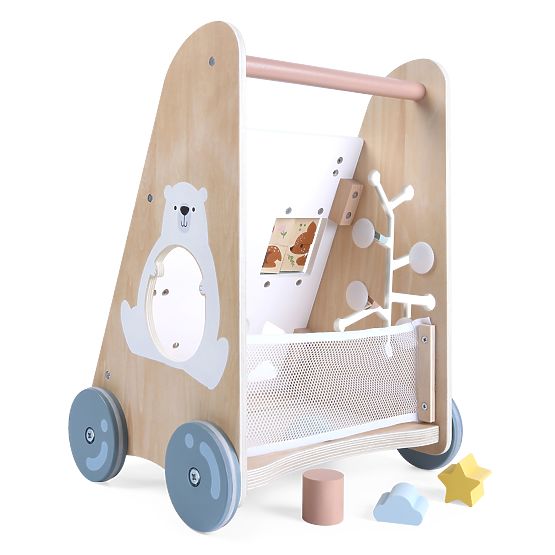 Holzlauflernwagen für Kinder mit beweglichen Elementen ECOTOYS