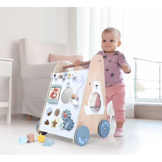 Holzlauflernwagen für Kinder mit beweglichen Elementen ECOTOYS