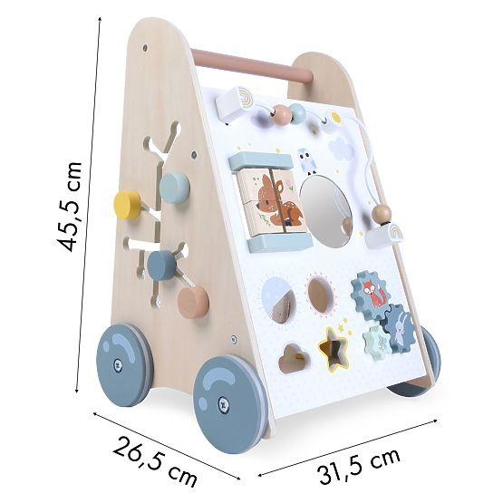 Holzlauflernwagen für Kinder mit beweglichen Elementen ECOTOYS