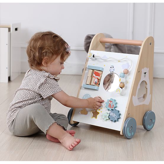 Holzlauflernwagen für Kinder mit beweglichen Elementen ECOTOYS
