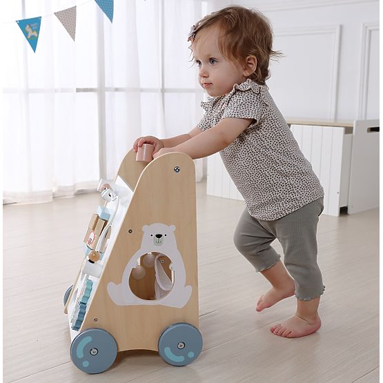 Holzlauflernwagen für Kinder mit beweglichen Elementen ECOTOYS
