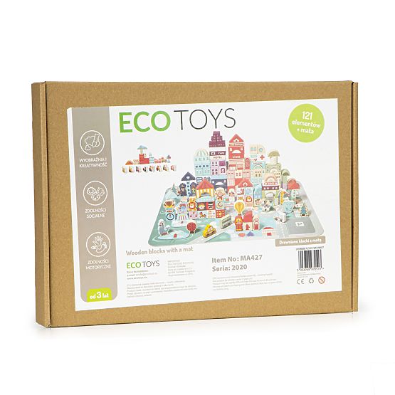 Holzlernblöcke Stadtmatte 121 Stück ECOTOYS
