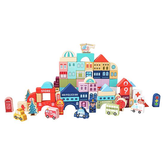 Holzlernblöcke Stadtmatte 121 Stück ECOTOYS