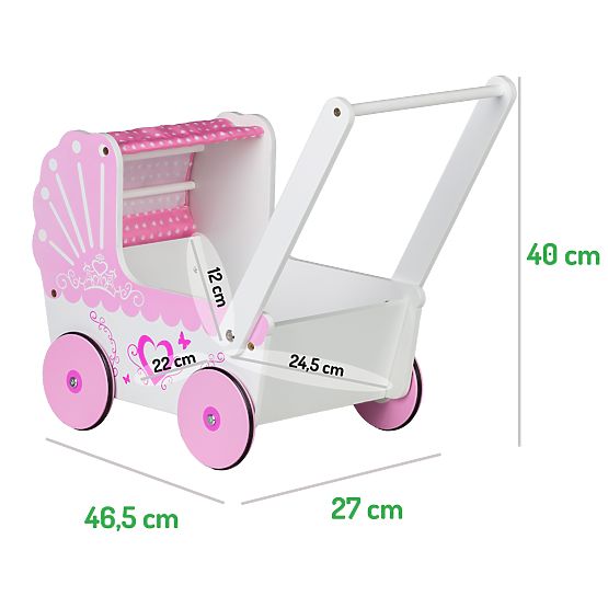 Holzpuppenwagen mit Baldachin ECOTOYS