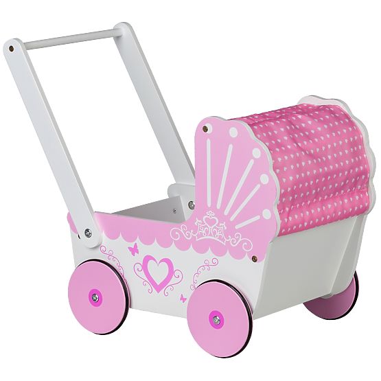 Holzpuppenwagen mit Baldachin ECOTOYS