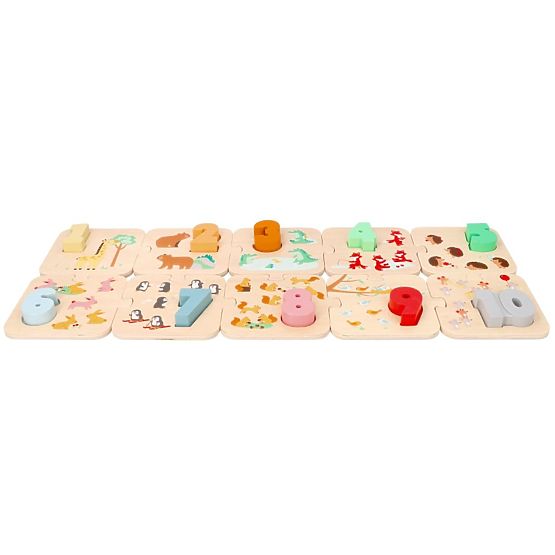 Holzpuzzle mit Tieren - Montessori Zahlenlernen
