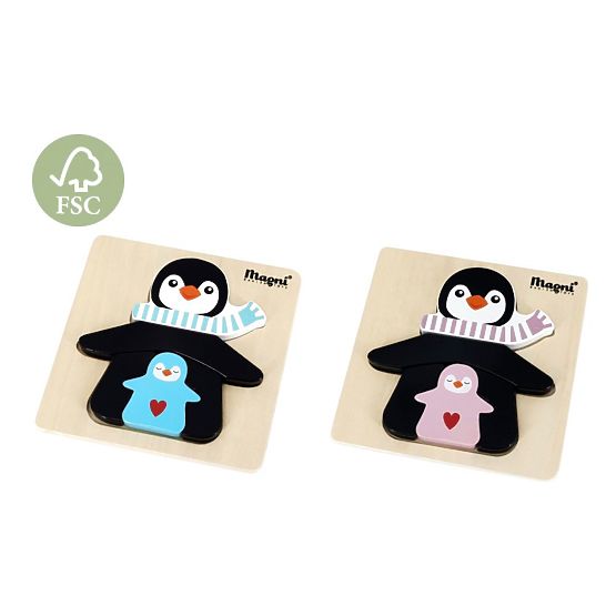 Holzpuzzle Pinguin mit Kindern