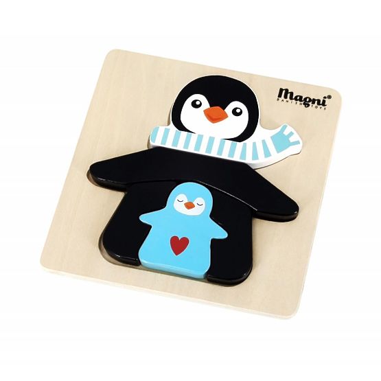 Holzpuzzle Pinguin mit Kindern
