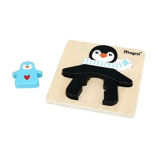Holzpuzzle Pinguin mit Kindern