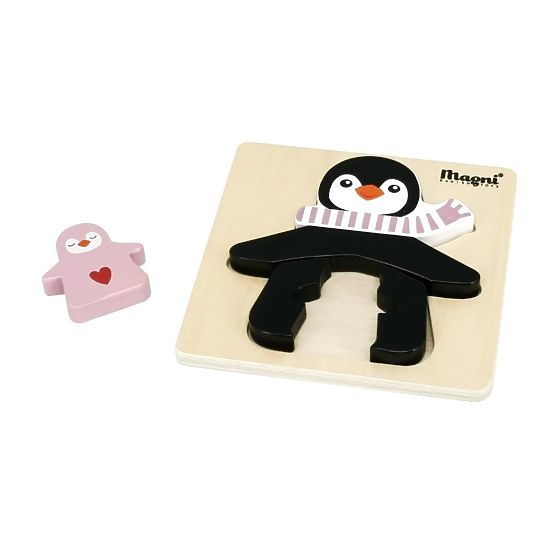 Holzpuzzle Pinguin mit Kindern