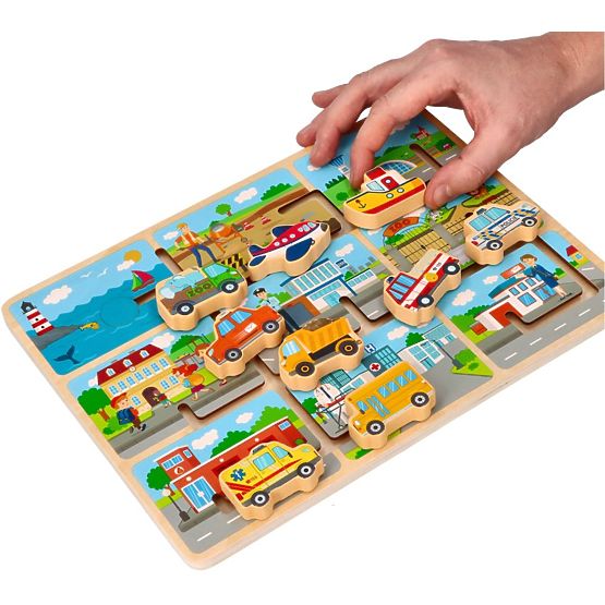 Holzschiebespiel Fahrzeuge