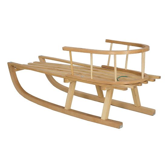 Holzschlitten mit Rückenlehne