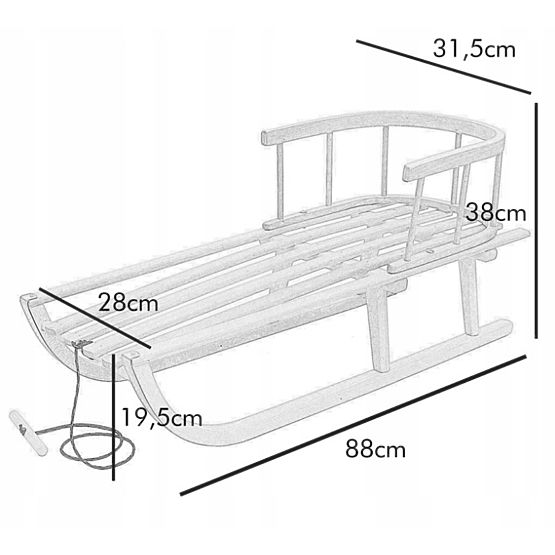 Holzschlitten mit Rückenlehne