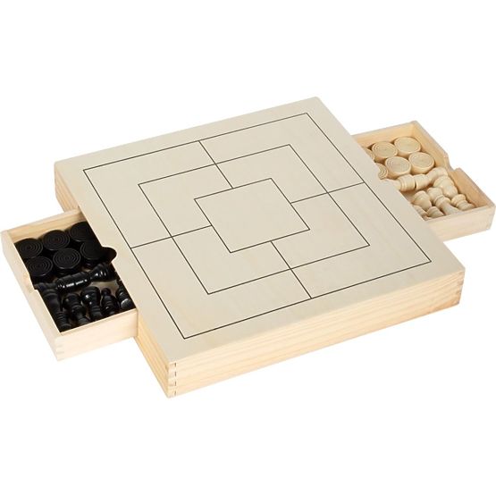 Holzspieleset 3 in 1 - Schach, Dame, Mühle