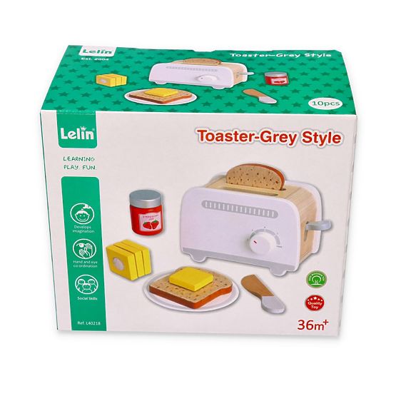 Holzspielzeug grauer Toaster für Kinder