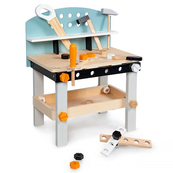Holzwerkstatt für Kinder, Arbeitstisch mit Werkzeugen, 38 Elemente ECOTOYS