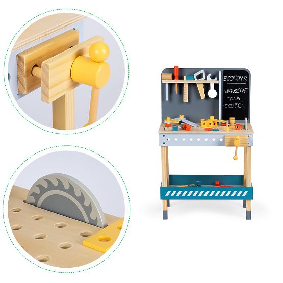 Holzwerkstatt mit Werkzeugen - 47 Stück ECOTOYS