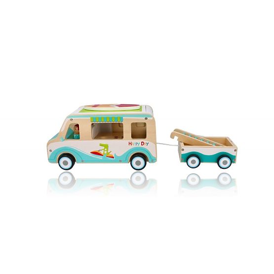 Holzwohnwagen mit Anhänger und Zubehör