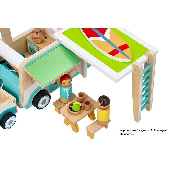 Holzwohnwagen mit Anhänger und Zubehör