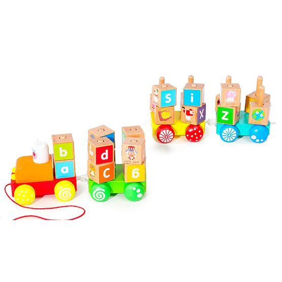 Holzzug große Lernwürfel Alphabet ECOTOYS