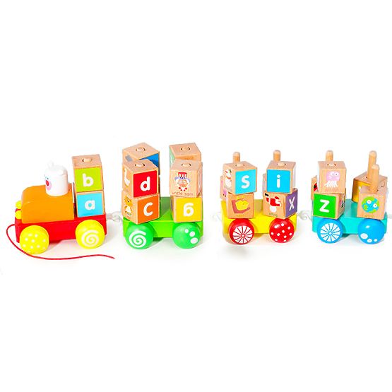 Holzzug große Lernwürfel Alphabet ECOTOYS