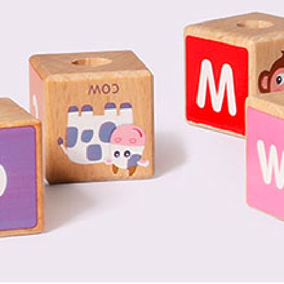 Holzzug große Lernwürfel Alphabet ECOTOYS
