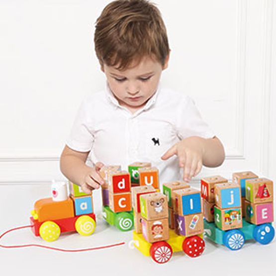 Holzzug große Lernwürfel Alphabet ECOTOYS