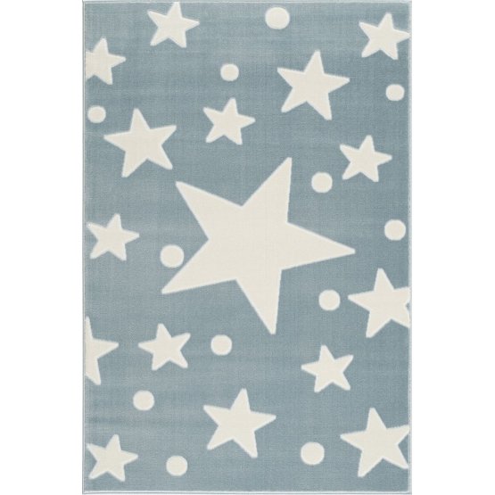 Kinder Teppich Sterne - blau-weiß