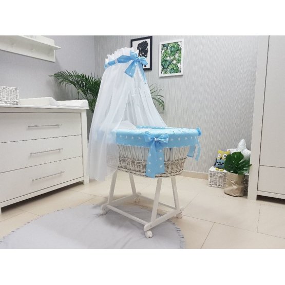 Weiden Kinderbett mit ausrüstung für baby - blue sterne